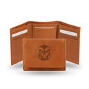 NCAA Colorado State Rams Brown Embossed Genuine Leather Tri-Fold Wallet By Rico Industries