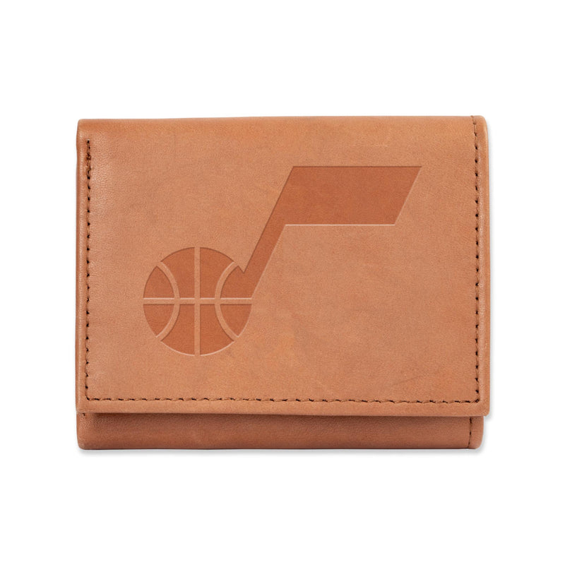 Utah Jazz Genuine Leather Pecan Tri-Fold Wallet