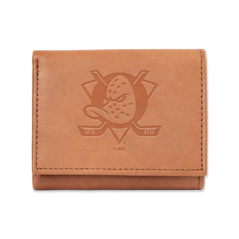 Anaheim Ducks Brown Genuine Leather Tri-Fold Wallet