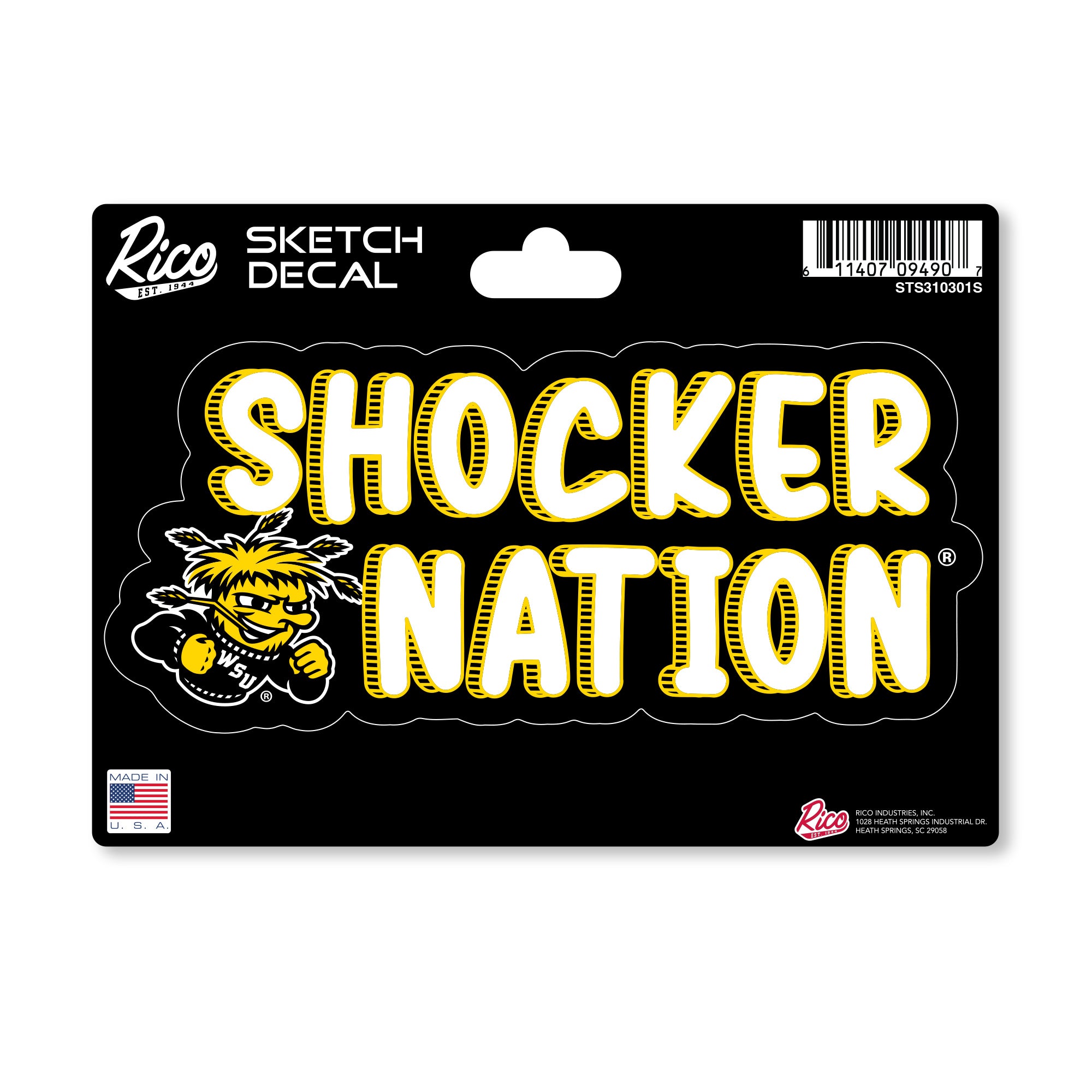 Wichita State 4 X 6 Inch Sketch Decal