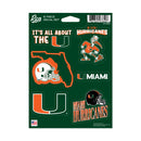 Miami Hurricanes 6 Piece Decal Set