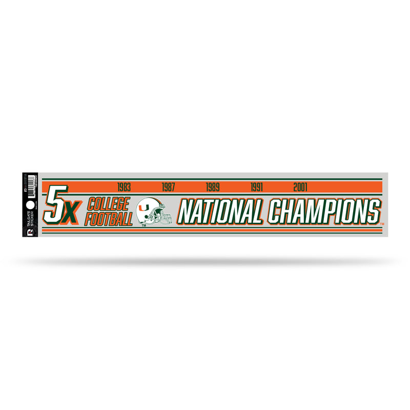 NCAA Miami Hurricanes 3" x 17" Tailgate Sticker For Car/Truck/SUV By Rico Industries