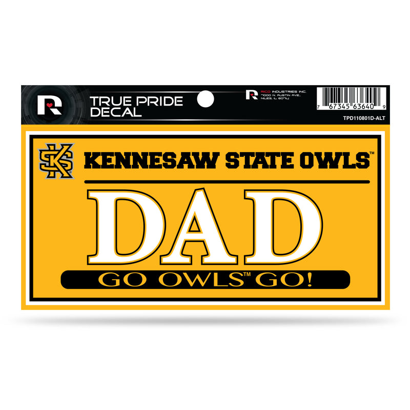 Kennesaw State 3" X 6" True Pride Decal - Dad (Alternate)