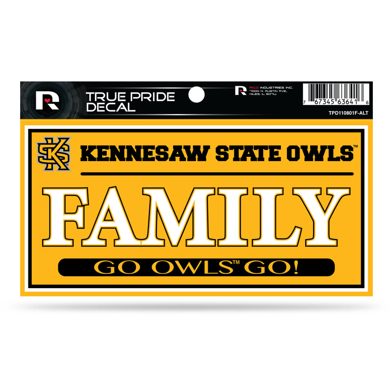 Kennesaw State 3" X 6" True Pride Decal - Family (Alternate)