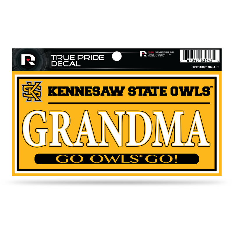 Kennesaw State 3" X 6" True Pride Decal - Grandma (Alternate)