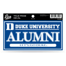Duke Blue Devils Alumni True Pride Vinyl Decal (3" x 6")