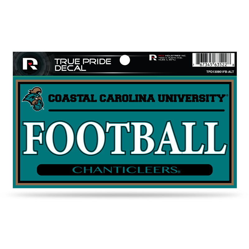 Coastal Carolina 3" X 6" True Pride Decal - Football (Alternate)