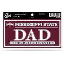 Mississippi State True Pride Decal - Dad (3" X 6")