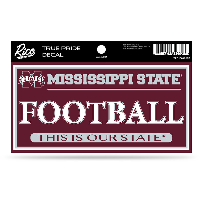 Mississippi State True Pride Decal - Football (3" X 6")