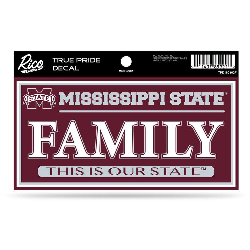 Mississippi State True Pride Decal - Family (3" X 6")