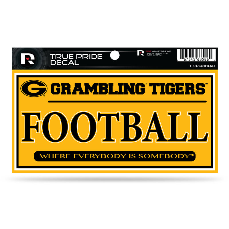 Grambling State 3" X 6" True Pride Decal - Football (Alternate)