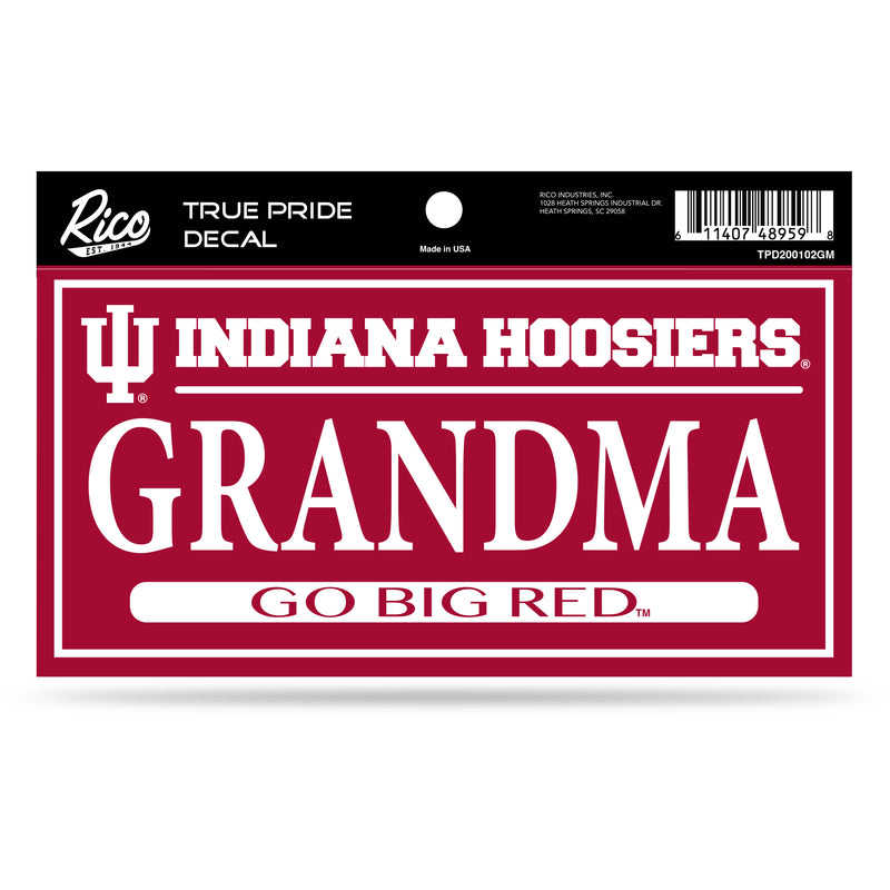 Indiana University 3" X 6" True Pride Decal - Grandma