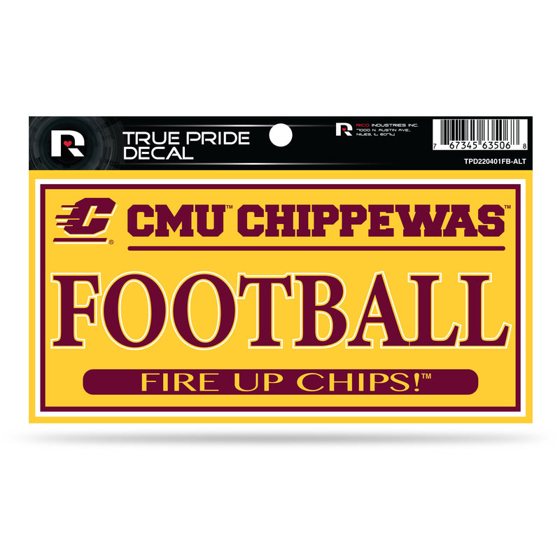Central Michigan 3" X 6" True Pride Decal - Football (Alternate)
