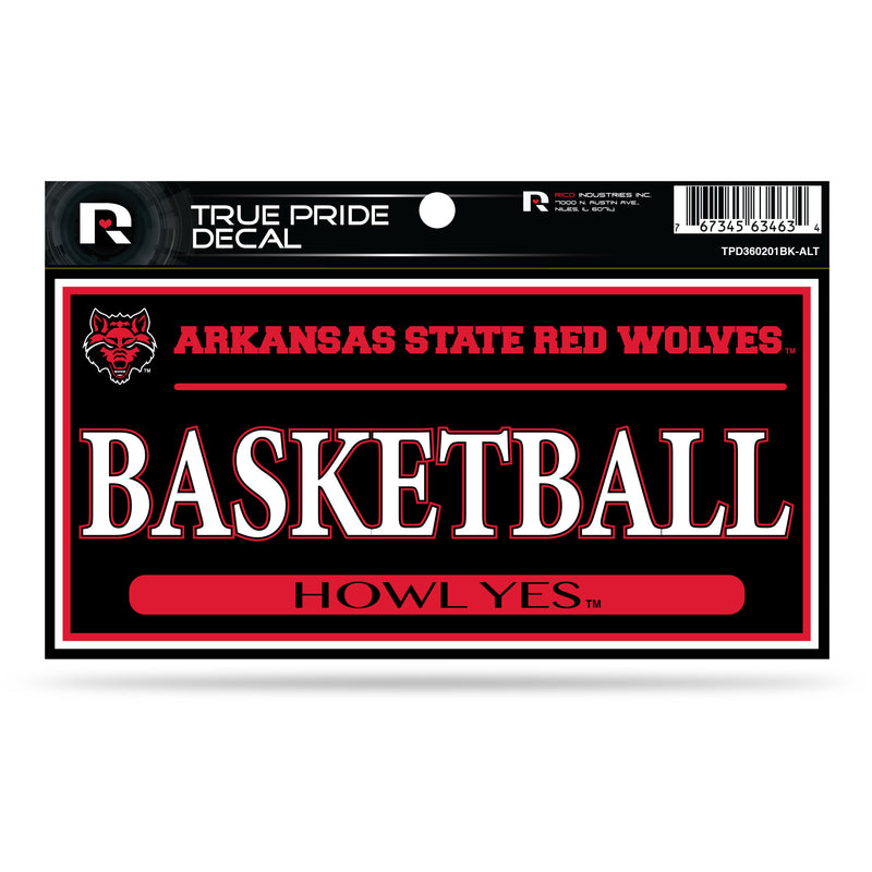 Arkansas State 3" X 6" True Pride Decal - Basketball (Alternate)