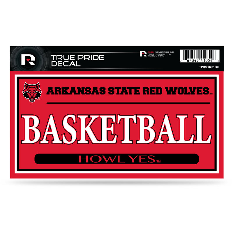 Arkansas State 3" X 6" True Pride Decal - Basketball