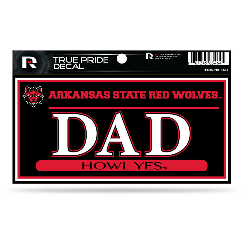 Arkansas State 3" X 6" True Pride Decal - Dad (Alternate)