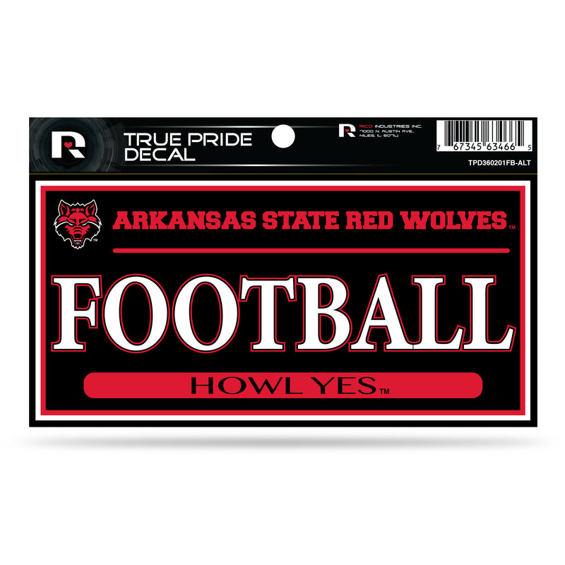 Arkansas State 3" X 6" True Pride Decal - Football (Alternate)