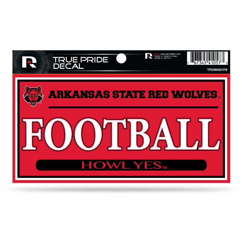 Arkansas State 3" X 6" True Pride Decal - Football