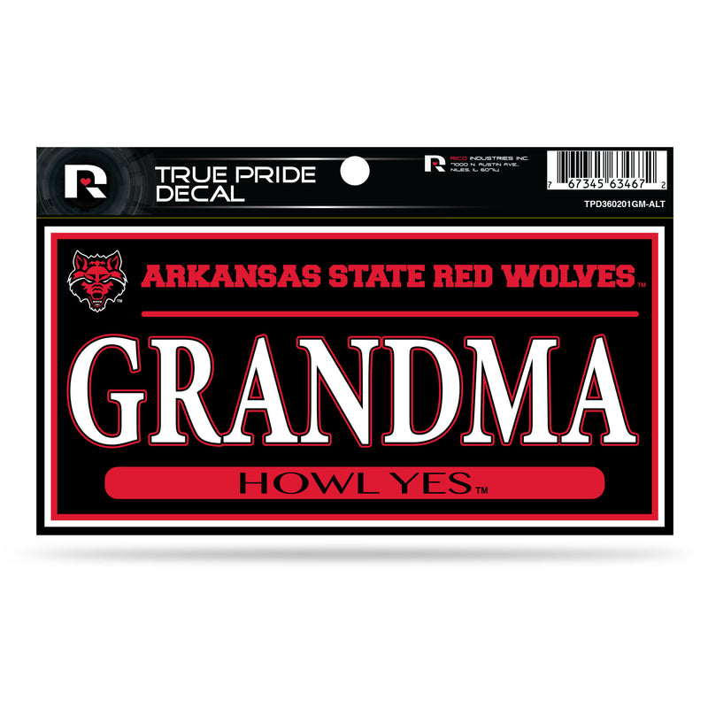Arkansas State 3" X 6" True Pride Decal - Grandma (Alternate)