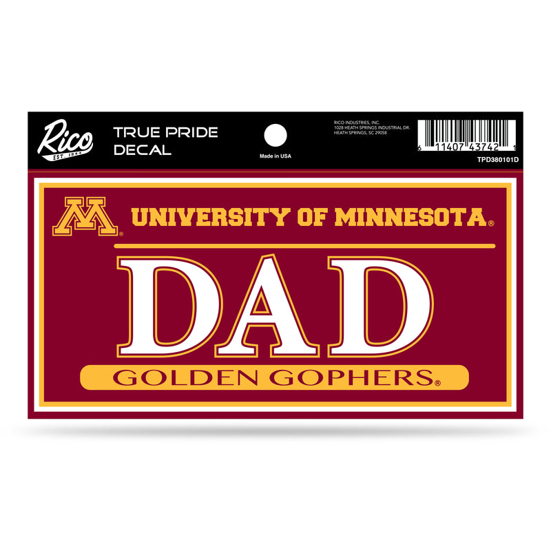 Minnesota University 3" X 6" True Pride Decal - Dad