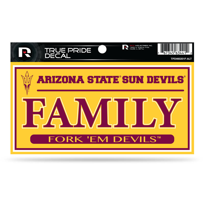Arizona State 3" X 6" True Pride Decal - Family (Alternate)