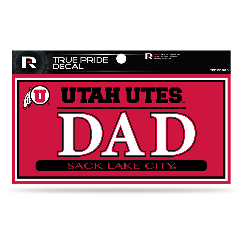 Utah University 3" X 6" True Pride Decal - Dad