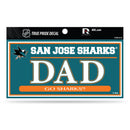 Sharks 3" X 6" True Pride Decal - Dad