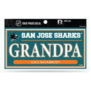 Sharks 3" X 6" True Pride Decal - Grandpa