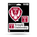 Temple Owls Triple Play Sticker