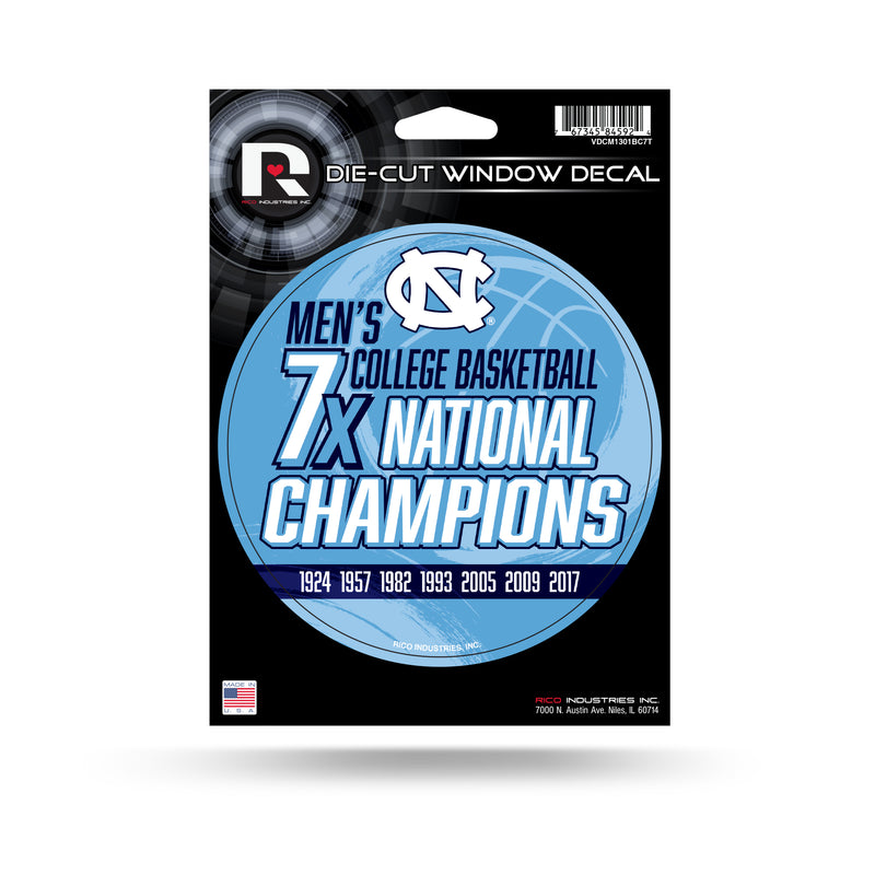 North Carolina University 7 Time College Basketball Champs Medium Die-Cut Vinyl Decal