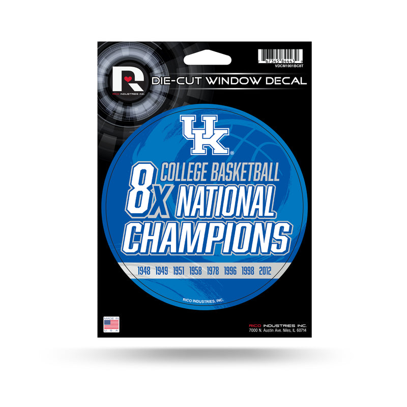 Kentucky University 8 Time College Basketball Champs Medium Die-Cut Vinyl Decal