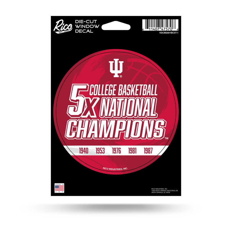 Indiana University 5 Time College Basketball Champs Medium Die-Cut Vinyl Decal