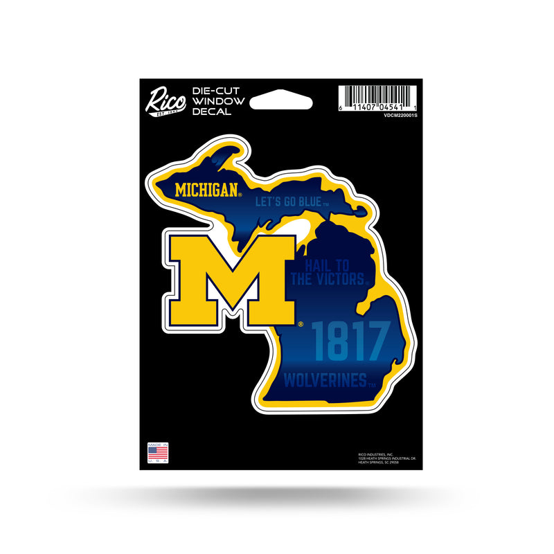 Michigan Wolverines State Shape Medium Die Cut Decal