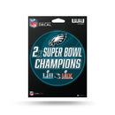 Philadelphia Eagles 2 Time Super Bowl Champions Medium Die Cut Decal