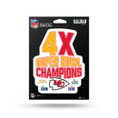 Kansas City Chiefs 4 Time Super Bowl Champions Medium Die Cut Decal