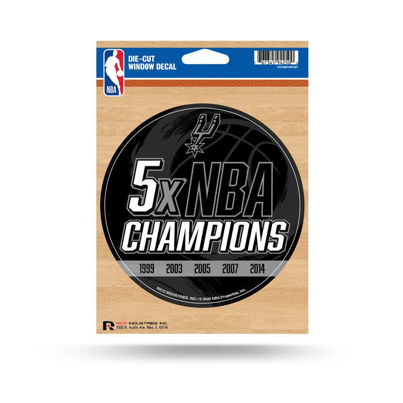 Spurs : 5 Time Nba Champs Medium Die-Cut Vinyl Decal