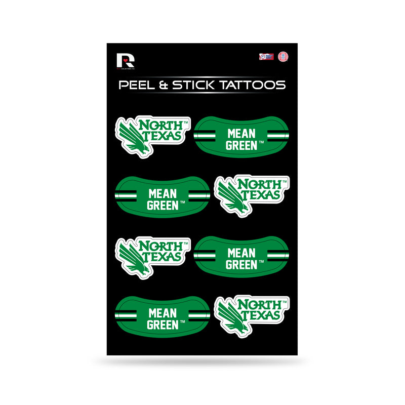 NCAA North Texas Mean Green Peel & Stick Temporary Tattoos - Eye Black - Game Day Approved! By Rico Industries
