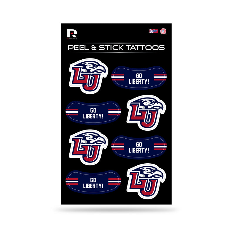 NCAA Liberty Flames Peel & Stick Temporary Tattoos - Eye Black - Game Day Approved! By Rico Industries