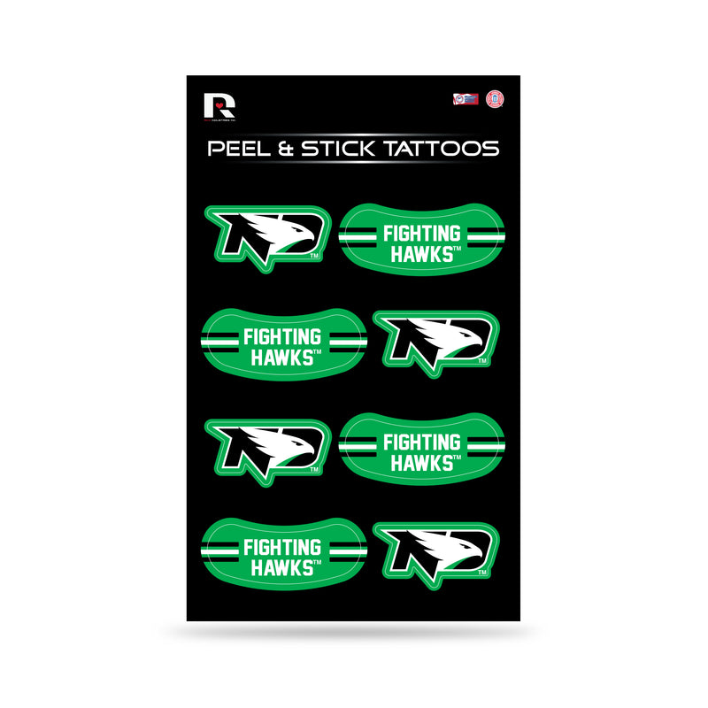 NCAA North Dakota Fighting Hawks Peel & Stick Temporary Tattoos - Eye Black - Game Day Approved! By Rico Industries