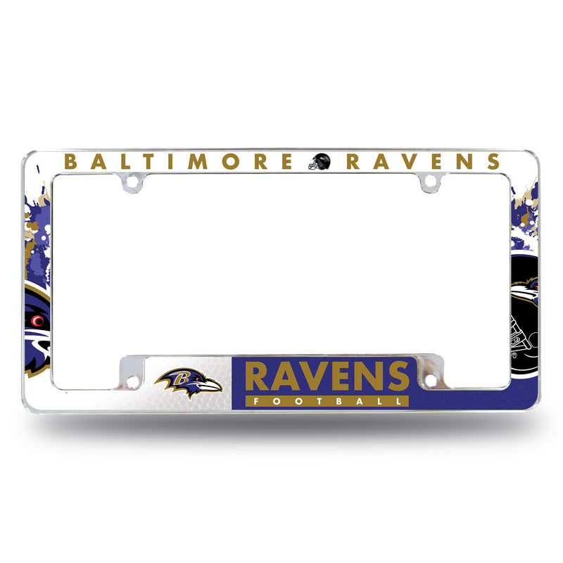 NFL Baltimore Ravens 12" x 6" Chrome All Over Automotive License Plate Frame for Car/Truck/SUV By Rico Industries