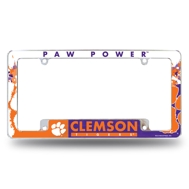 NCAA Clemson Tigers 12" x 6" Chrome All Over Automotive License Plate Frame for Car/Truck/SUV By Rico Industries
