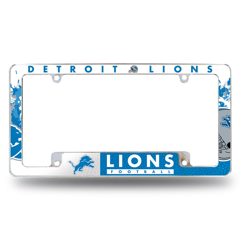NFL Detroit Lions 12" x 6" Chrome All Over Automotive License Plate Frame for Car/Truck/SUV By Rico Industries