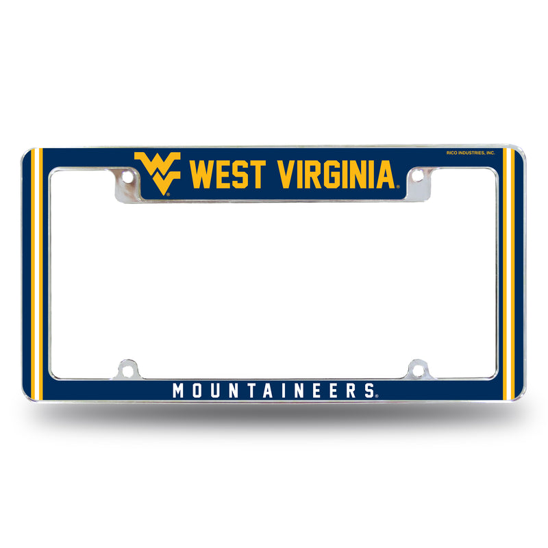 West Virginia University Alternate Design All Over Chrome Frame - Top Oriented