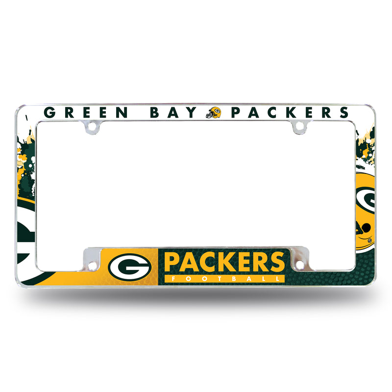 NFL Green Bay Packers 12" x 6" Chrome All Over Automotive License Plate Frame for Car/Truck/SUV By Rico Industries