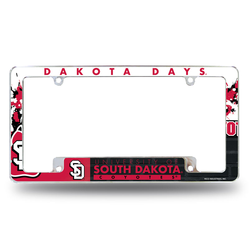 NCAA South Dakota Coyotes 12" x 6" Chrome All Over Automotive License Plate Frame for Car/Truck/SUV By Rico Industries