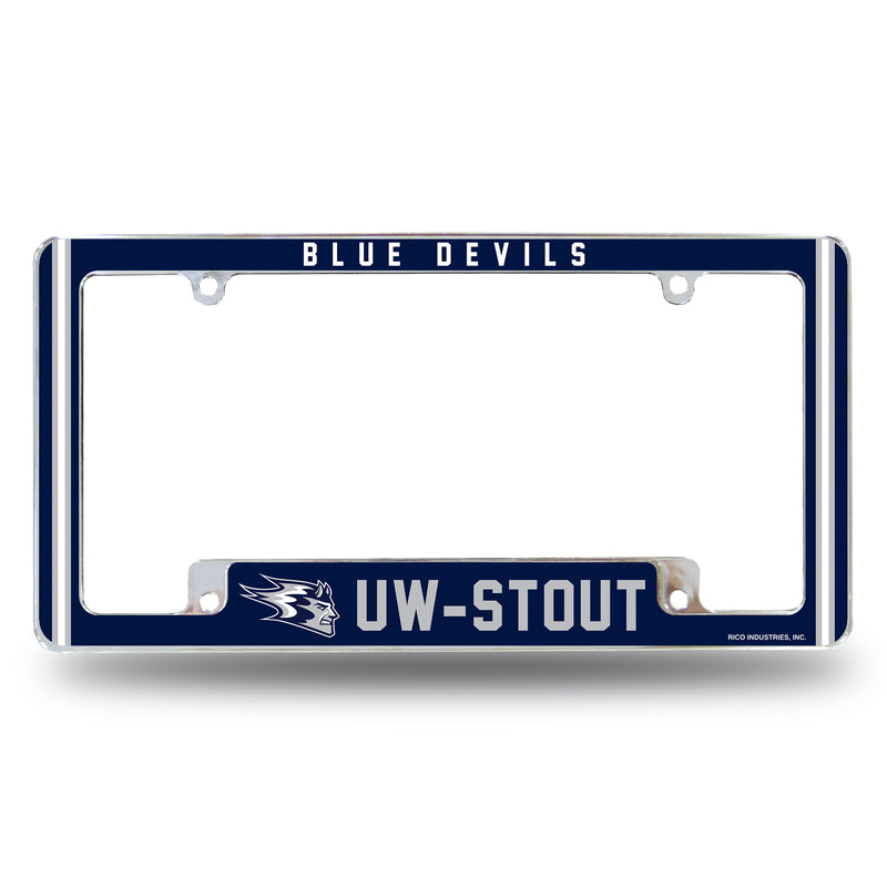 Wisconsin - Stout Alternate Design All Over Chrome Frame - Bottom Oriented