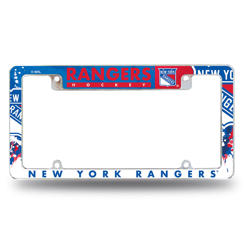 NHL New York Rangers 12" x 6" Chrome All Over Automotive License Plate Frame for Car/Truck/SUV By Rico Industries