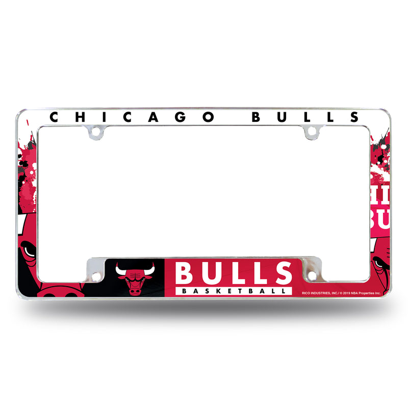 NBA Chicago Bulls 12" x 6" Chrome All Over Automotive License Plate Frame for Car/Truck/SUV By Rico Industries