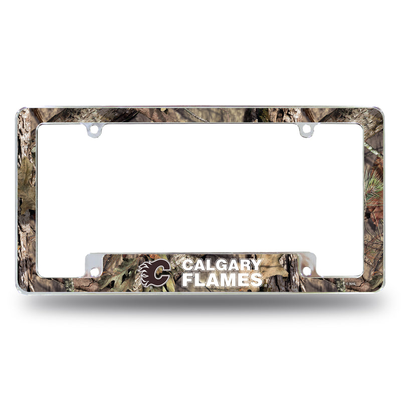 Flames / Mossy Oak Camo Break-Up Country All Over Chrome Frame (Bottom Oriented)