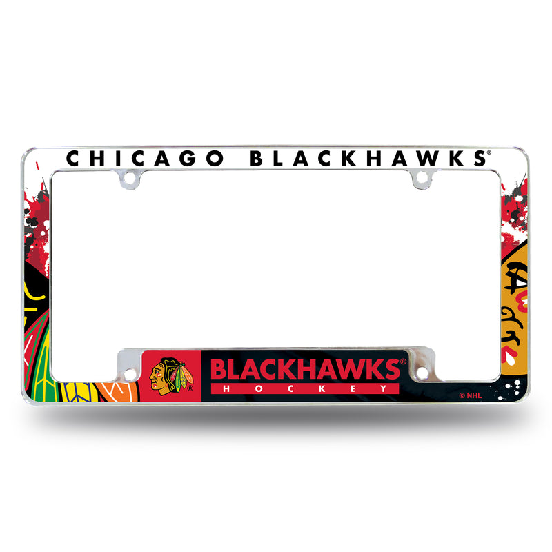 NHL Chicago Blackhawks 12" x 6" Chrome All Over Automotive License Plate Frame for Car/Truck/SUV By Rico Industries